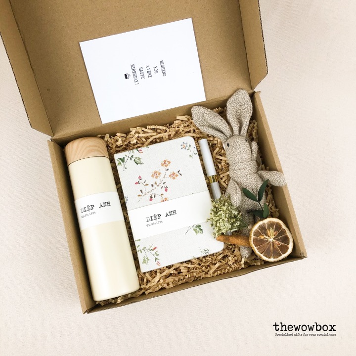 [Quà tặng bạn nữ] THE OFFICE BOX – Bình giữ nhiệt, sổ bìa vải hoa, bút ký (bút mực nước)